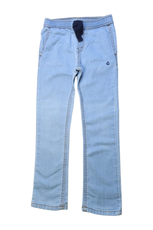 A Blue Casual Pants from Petit Bateau in size 6T for boy. (Front View)