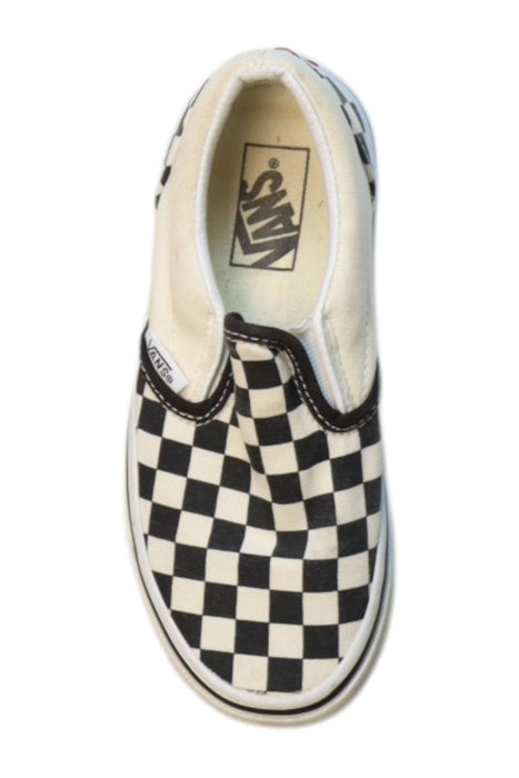 A Black Slip Ons from Vans in size 5T for neutral. (Front View)