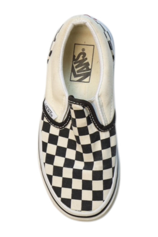 A Black Slip Ons from Vans in size 5T for neutral. (Front View)