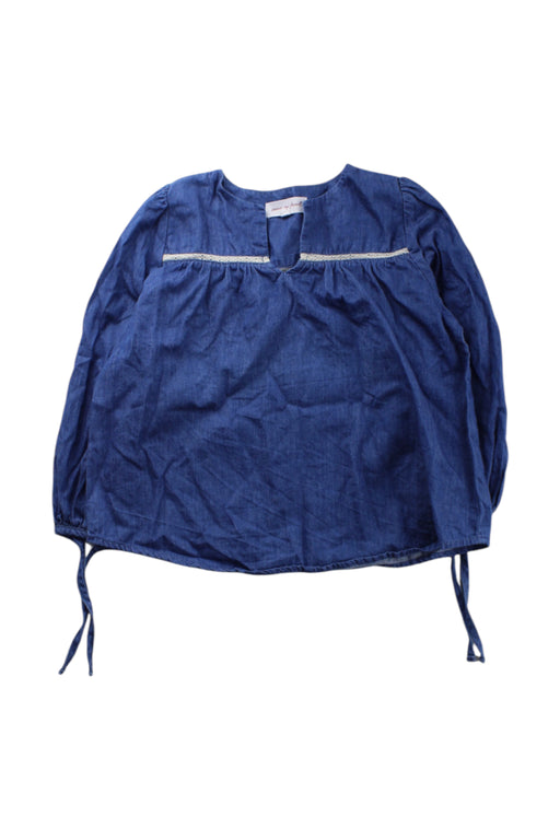 A Blue Long Sleeve Tops from Excuse My French in size 6T for girl. (Front View)
