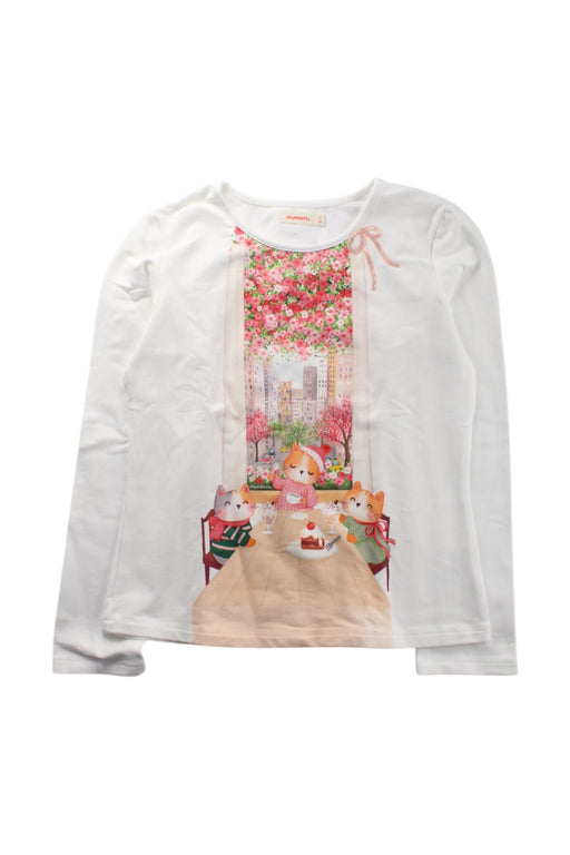 A White Long Sleeve Tops from Momonittu in size 12Y for girl. (Front View)