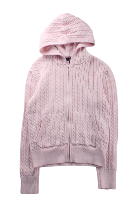 A Pink Zippered Sweatshirts from Polo Ralph Lauren in size 7Y for girl. (Front View)