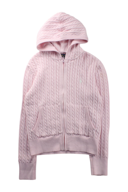 A Pink Zippered Sweatshirts from Polo Ralph Lauren in size 7Y for girl. (Front View)