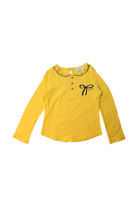 A Yellow Long Sleeve Tops from Jean Bourget in size 6T for girl. (Front View)