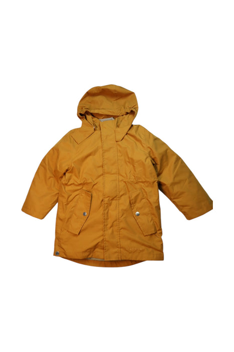A Yellow Coats from Liewood in size 6T for neutral. (Front View)