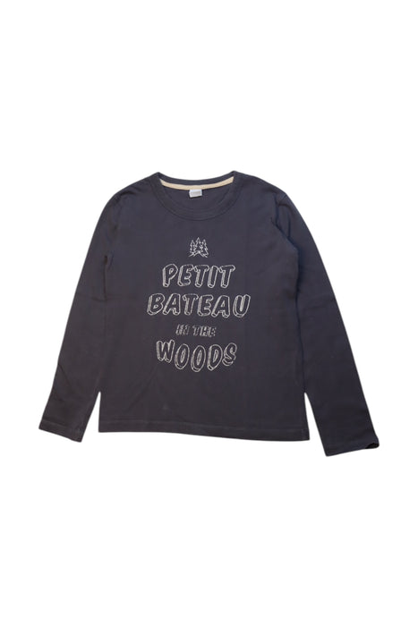 A Navy Long Sleeve T Shirts from Petit Bateau in size 10Y for boy. (Front View)