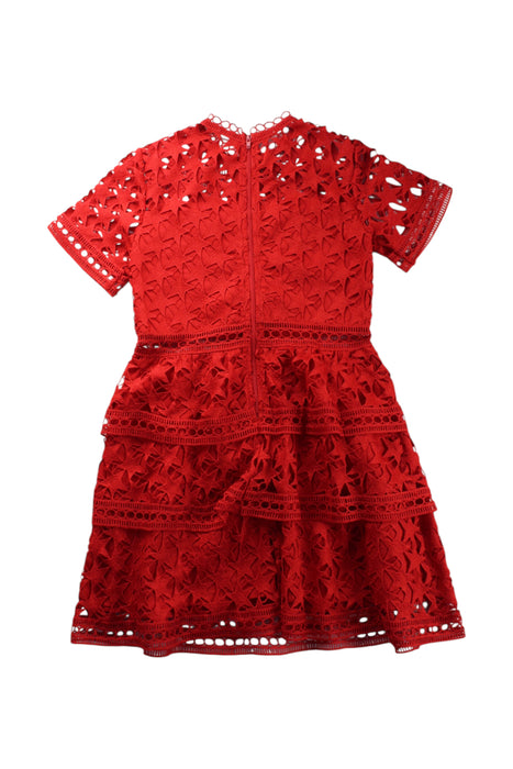 A Red Short Sleeve Dresses from Marlo in size 6T for girl. (Back View)