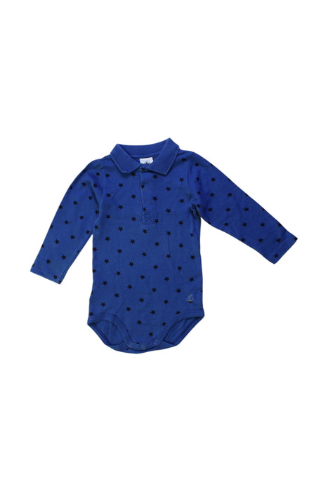 A Blue Long Sleeve Bodysuits from Petit Bateau in size 6-12M for boy. (Front View)