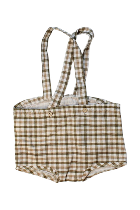 A Beige Overall Shorts from Mebi in size 0-3M for neutral. (Front View)