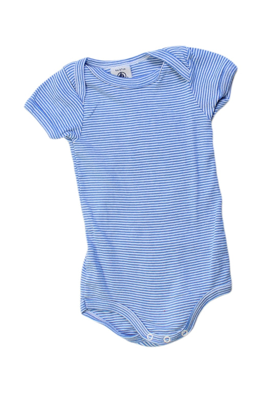 A Blue Short Sleeve Bodysuits from Petit Bateau in size 3-6M for boy. (Front View)