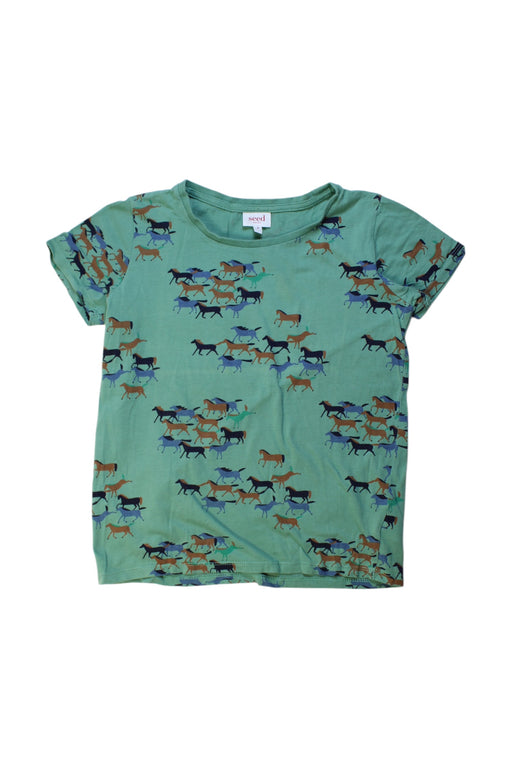 A Green Short Sleeve T Shirts from Seed in size 8Y for boy. (Front View)