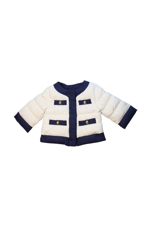 A White Puffer/Quilted Coats & Outerwear from Moschino in size 3-6M for girl. (Front View)