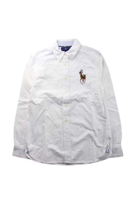 A White Long Sleeve Shirts from Ralph Lauren in size 10Y for boy. (Front View)
