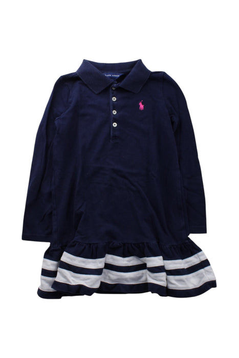 A Navy Long Sleeve Dresses from Ralph Lauren in size 5T for girl. (Front View)