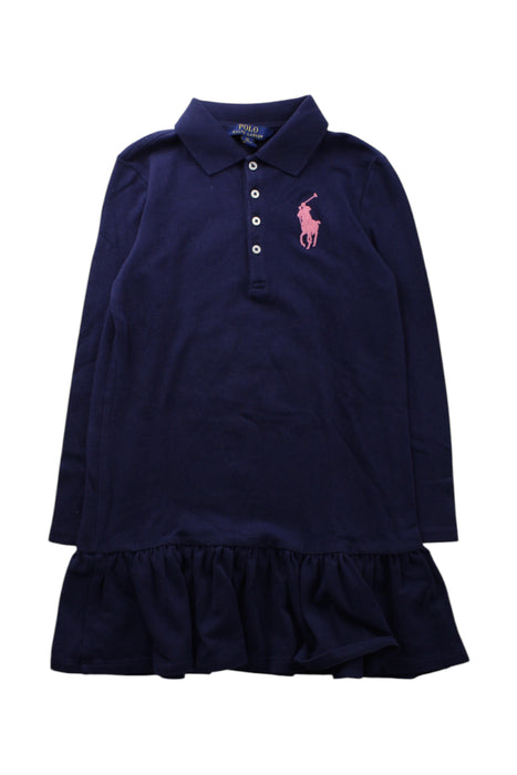 A Navy Long Sleeve Dresses from Polo Ralph Lauren in size 6T for girl. (Front View)