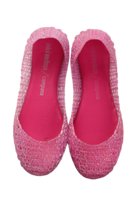 A Pink Flats from Mini Melissa Campana in size 6T for girl. (Back View)