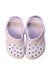A Pink Slip Ons from Crocs in size 3T for girl. (Back View)