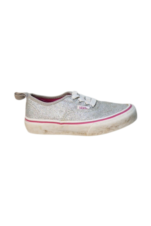 A Silver Sneakers from Vans in size 5T for girl. (Front View)