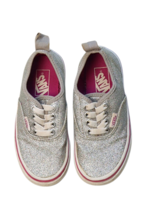 A Silver Sneakers from Vans in size 5T for girl. (Back View)
