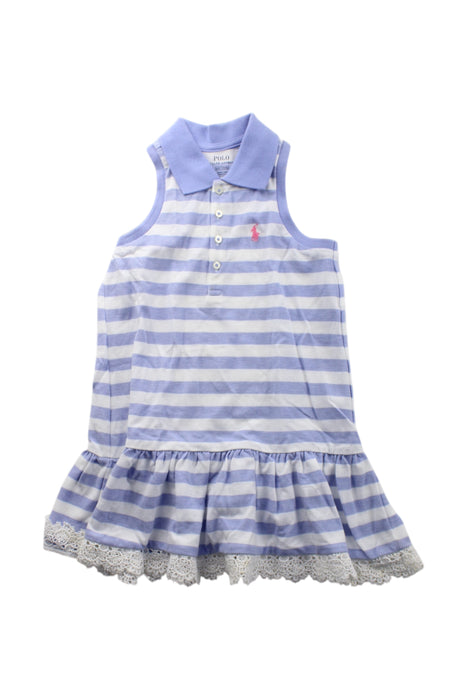 A Blue Sleeveless Dresses from Polo Ralph Lauren in size 4T for girl. (Front View)