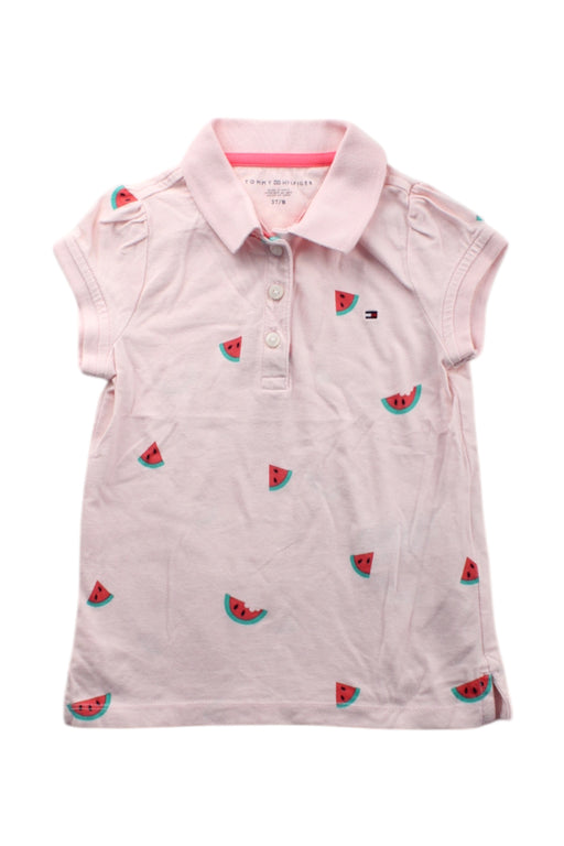 A Pink Short Sleeve Polos from Tommy Hilfiger in size 3T for girl. (Front View)