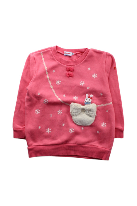 A Pink Crewneck Sweatshirts from Miki House in size 2T for girl. (Front View)