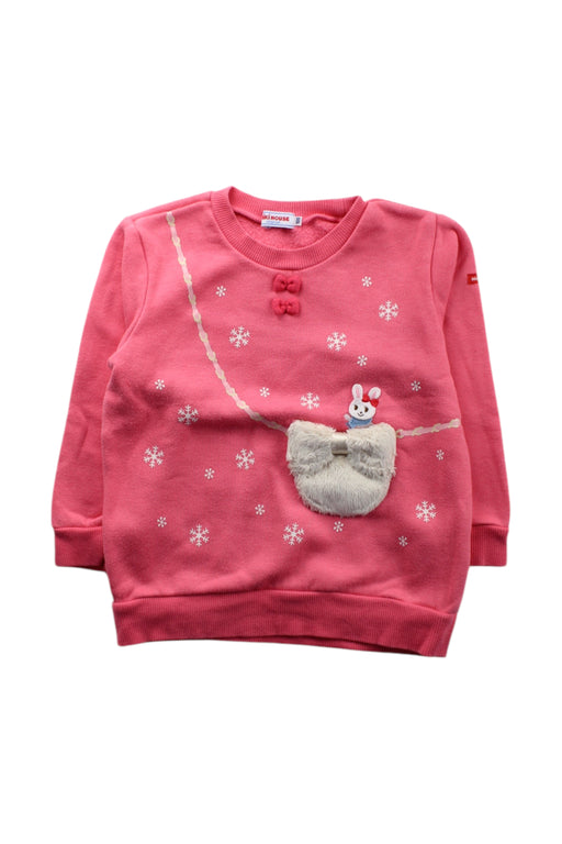 A Pink Crewneck Sweatshirts from Miki House in size 2T for girl. (Front View)