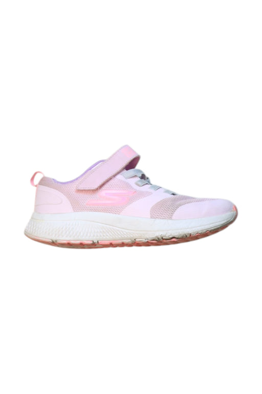 A Pink Sneakers from Skechers in size 7Y for girl. (Front View)