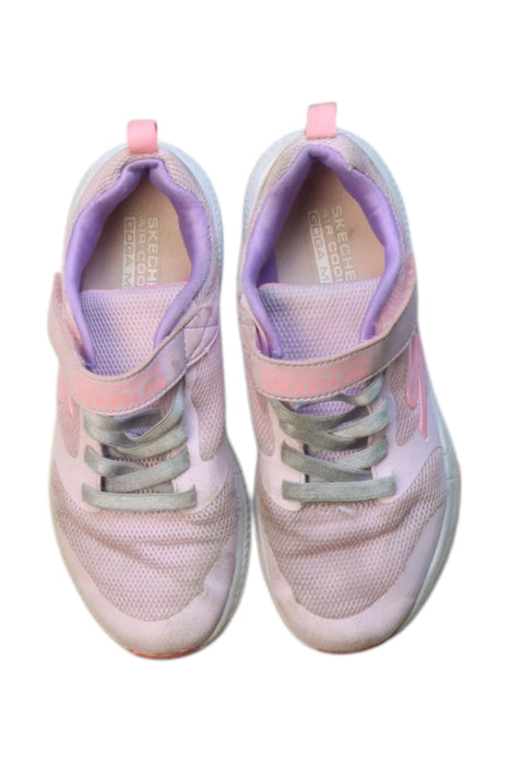 A Pink Sneakers from Skechers in size 7Y for girl. (Back View)