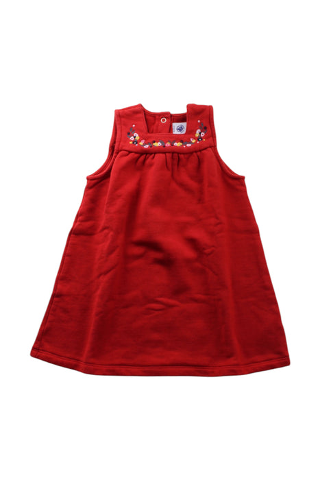 A Red Sleeveless Dresses from Petit Bateau in size 12-18M for girl. (Front View)
