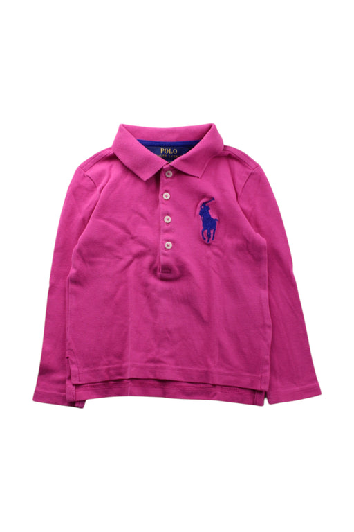 A Pink Long Sleeve Polos from Polo Ralph Lauren in size 2T for girl. (Front View)