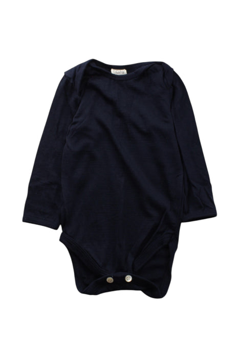 A Navy Long Sleeve Bodysuits from Nature Baby in size 6-12M for neutral. (Front View)