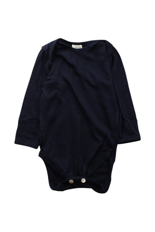 A Navy Long Sleeve Bodysuits from Nature Baby in size 6-12M for neutral. (Front View)