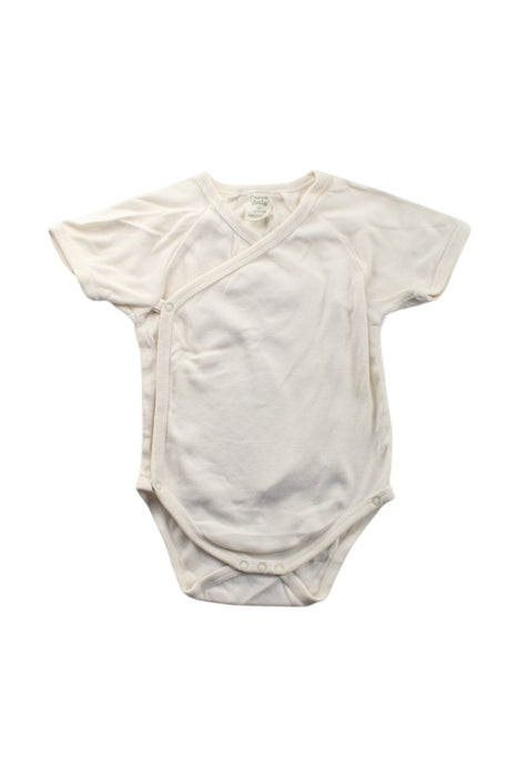 A White Short Sleeve Bodysuits from Nature Baby in size 3-6M for neutral. (Front View)