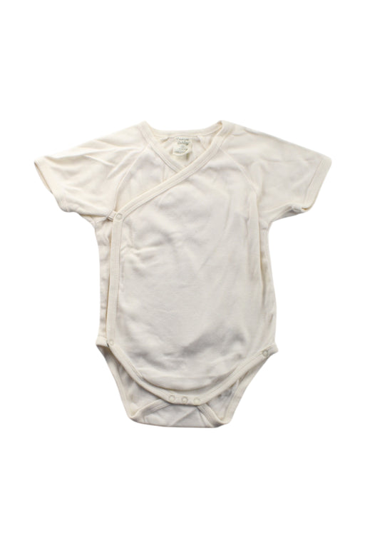 A White Short Sleeve Bodysuits from Nature Baby in size 3-6M for neutral. (Front View)