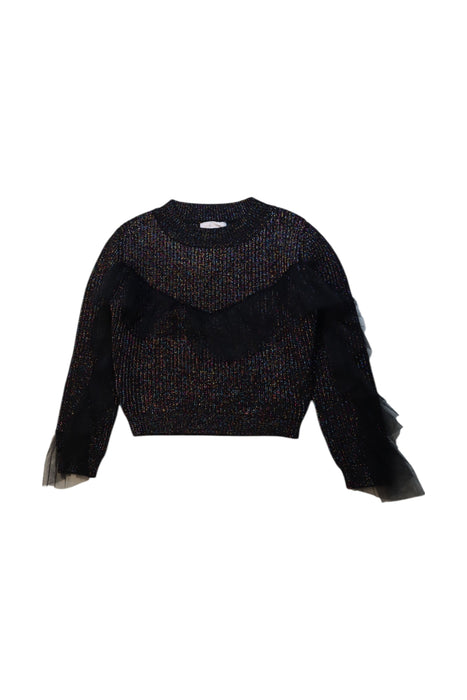 A Black Long Sleeve Tops from Monnalisa in size 8Y for girl. (Front View)