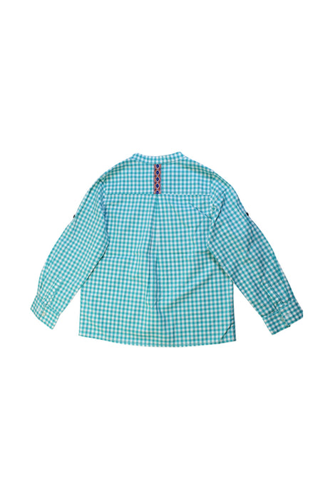 A Teal Long Sleeve Shirts from Velveteen in size 6T for boy. (Back View)