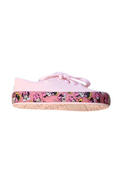 A Pink Slip Ons from Mini Melissa in size 4T for girl. (Front View)