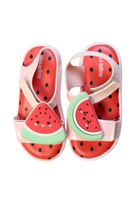A Pink Sandals from Mini Melissa in size 4T for girl. (Back View)
