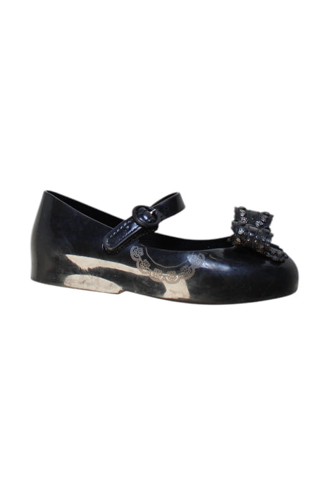 A Black Dress Shoes from Mini Melissa in size 4T for girl. (Front View)