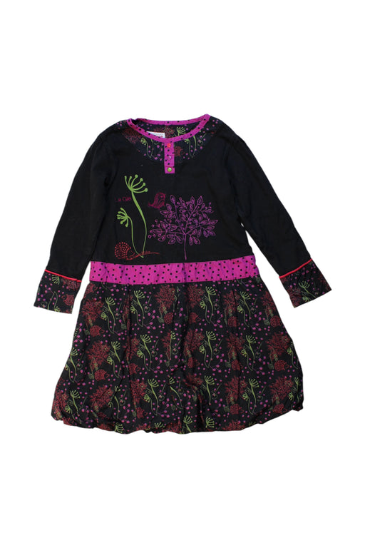 A Multicolour Long Sleeve Dresses from La Compagnie des Petits in size 4T for girl. (Front View)