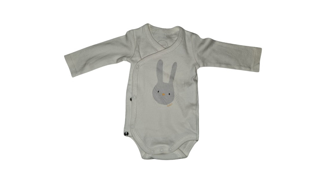 A Grey Long Sleeve Bodysuits from Boboli in size 0-3M for neutral. (Front View)