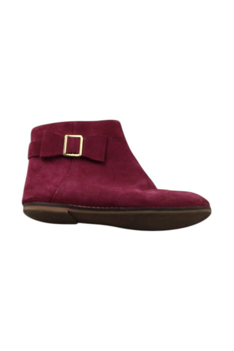 A Burgundy Booties from Janie & Jack in size 5T for girl. (Front View)