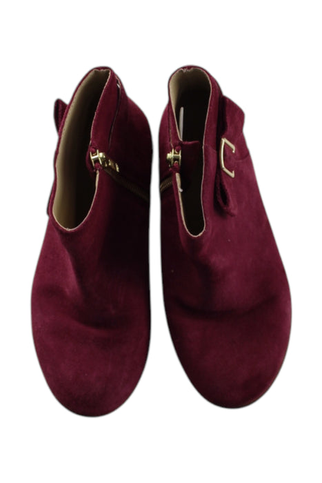 A Burgundy Booties from Janie & Jack in size 5T for girl. (Back View)