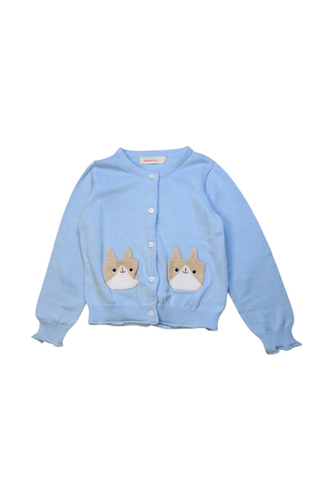 A Blue Cardigans from Momonittu in size 4T for girl. (Front View)