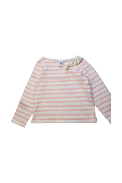 A Pink Long Sleeve Tops from Petit Bateau in size 4T for girl. (Front View)