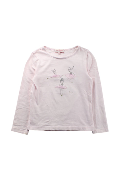 A Pink Long Sleeve Tops from Lili Gaufrette in size 6T for girl. (Front View)