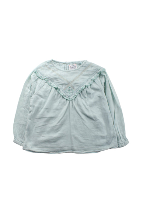 A Green Long Sleeve Tops from Bonheur du Jour in size 4T for girl. (Front View)