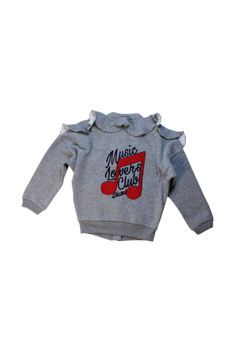 A Grey Zippered Sweatshirts from Diesel in size 4T for girl. (Back View)