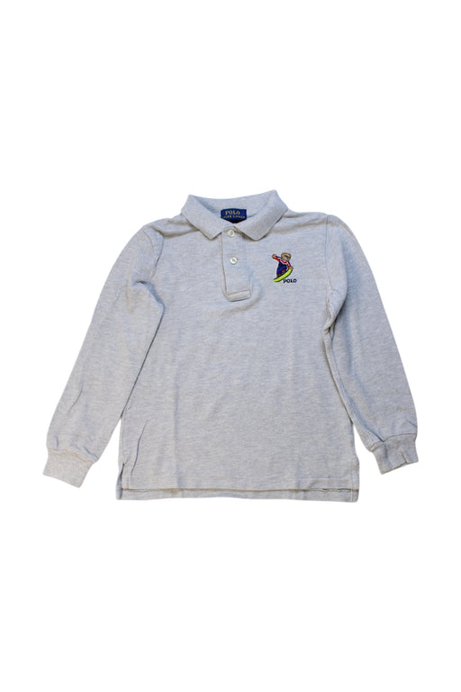 A Grey Long Sleeve Polos from Polo Ralph Lauren in size 5T for boy. (Front View)